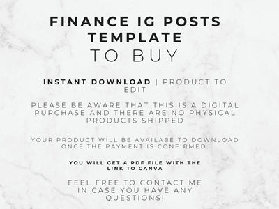 Text on a marble background about finance Instagram post templates for sale.