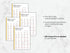 Three sheets of paper with text on a marble background