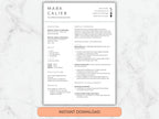 Resume template with a marble background