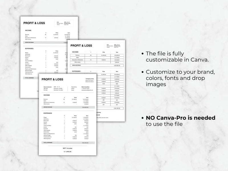 Profit and Loss Statement Template | Canva & PDF