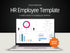 Laptop displaying an HR employee template with graphs and charts on a dark background