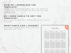 Calendar template with text instructions on a marble background