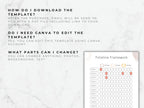 Timeline framework template with text instructions on a marble background