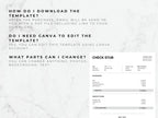 Check stub template with text instructions on a marble background