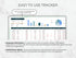 Employee information tracker with charts and text on a light background