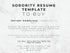 Text on a marble background about a sorority resume template for digital download.