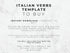 Text on a marble background about an Italian verbs template for digital download.