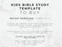 Text on a marble background about a kids Bible study template for digital download.
