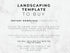 A professional graphic on a marble background promoting an instant download landscaping template that is fully editable in Canva