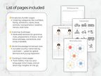 Bulleted list of included language builder templates grammar sheets thematic lists and routine tracking logs
