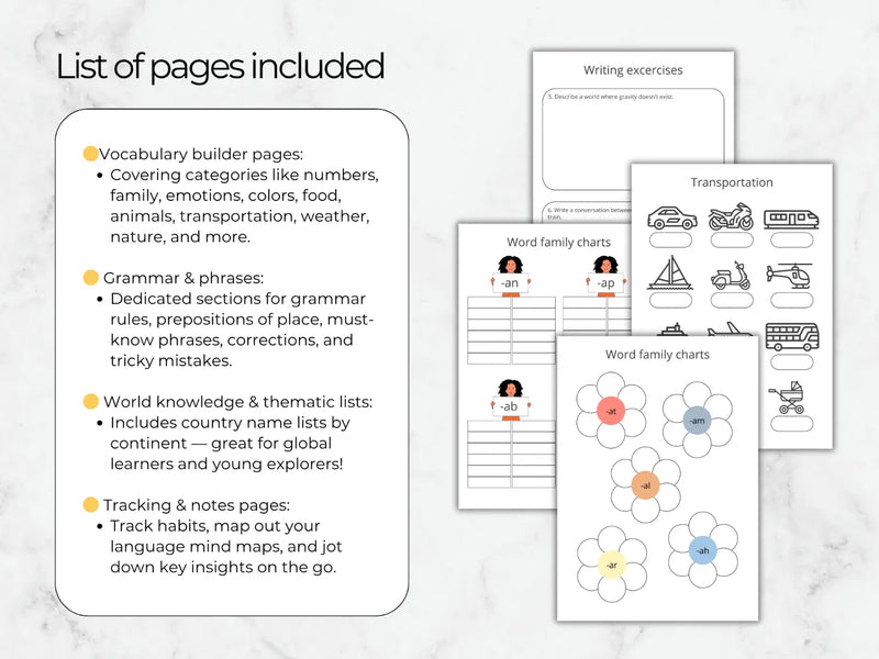 Agenda d'apprentissage des langues | Canva et PDF imprimable