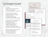 A clean list on a marble background showing all the sections included in the plan, like Market Strategy and Financial Plan