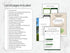 A detailed list of topics covered in the template, such as SWOT Analysis, Pricing Strategy, and Customer Acquisition, next to document previews
