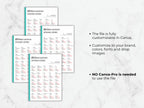 Sheet of '25 Most common Spanish Verbs' on a marble background with text about customization options.