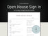 Open House Sign In sheet template with checkboxes and text on a black and white background