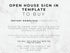 Open house sign-in template with text on a marble background