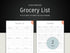 Grocery list and calendar template on a black background