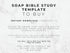 Text on a marble background describing a soap bible study template for digital download.