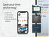 Phone displaying a website with text about saving time and energy, and tax tips on a white background.