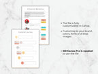 Two customizable templates for 'Influencer Marketing' and 'Customer Journey' on a marble background.
