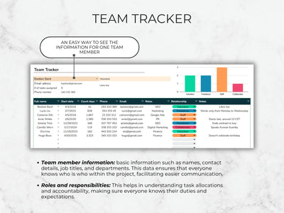 Team Tracker software interface on a light gray background