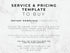 Text on a marble background explaining a service and pricing template for digital download.