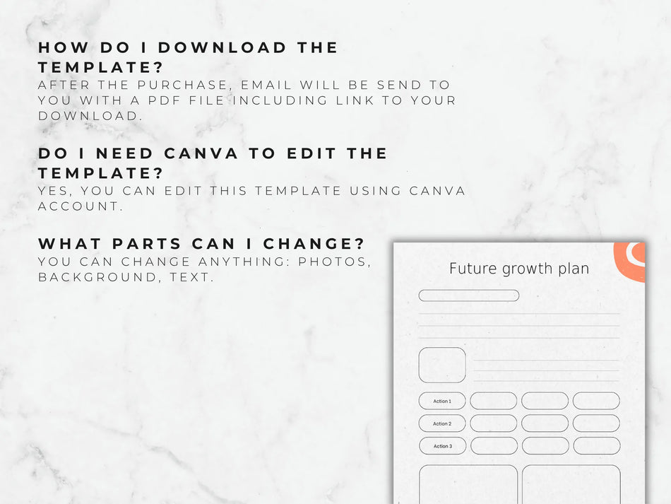 Instructions on how to download and edit a template with text and a design element.