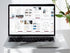 A laptop screen displaying a wide grid of numerous real estate template pages, ranging from service options to helpful resources and housing maps