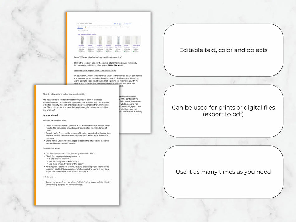 Two pages of a document with text and graphics on a marble background