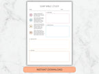 SOAP Bible Study worksheet on a marble background with an 'Instant Download' button.