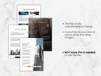 Multiple pages showing different service tiers, pricing, and a detailed breakdown of a signature SEO strategy.