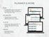 Four computer monitors displaying a planner application on a light gray background