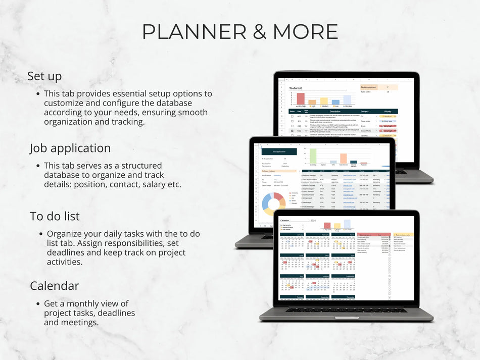 Four computer monitors displaying a planner application on a light gray background