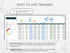 Software interface for client tracking with charts and tables on a light background