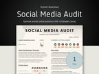 Social Media Audit template with branding options on a dark background