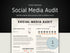 Social Media Audit template with branding options on a dark background
