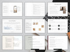Collection of digital pages on a desk with a laptop and smartphone.