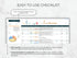 Checklist software interface with graphs and text on a light background