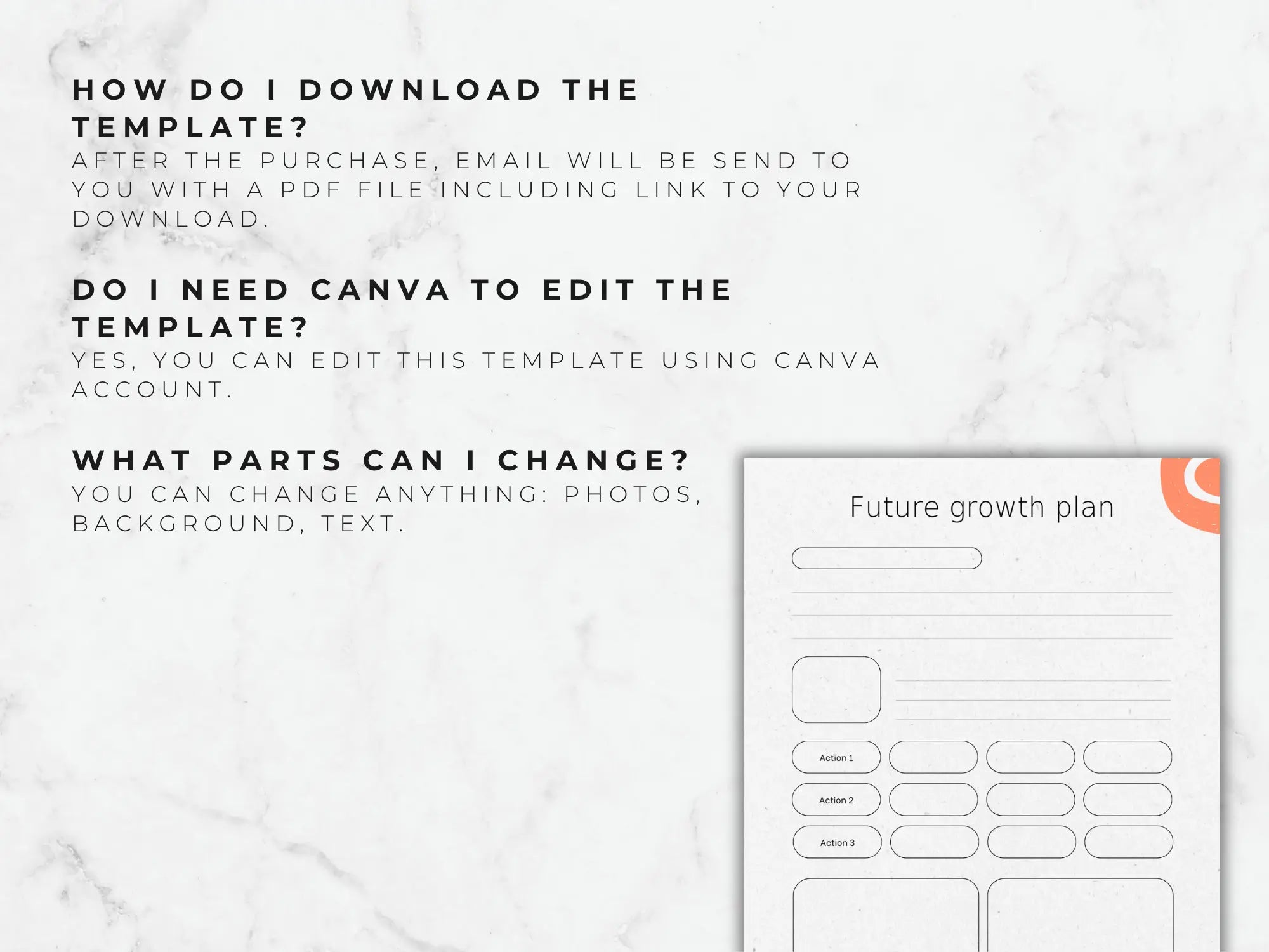 Instructions on how to download and edit a template with text and a design element.