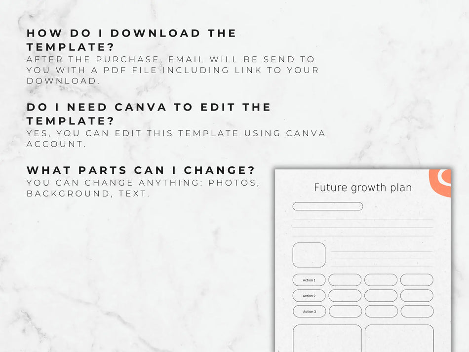 Instructions on how to download and edit a template with text and a design element.