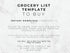Text on a marble background describing a grocery list template offer.
