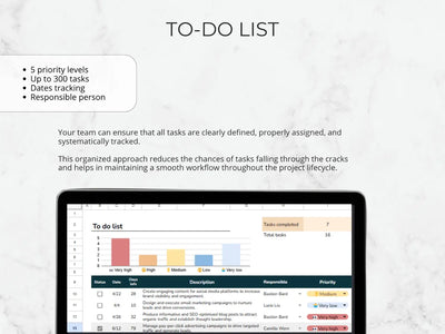 Screen of a to-do list application with task management features on a laptop.