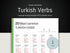 Turkish verbs learning template with text and tables on a black and white background