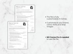 Two resume templates on a marble background with text about customization options.