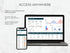 Laptop and smartphone displaying investment tracking software with text 'Access Anywhere' on a light gray background.