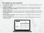 Laptop displaying a job application tracking software interface on a light gray background.