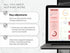 Laptop displaying a task management app with text about easy adjustments and task organization.