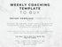 Text on a marble background about a weekly coaching template for digital download.