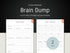 Two pages from a 'Brain Dump' and 'Habit Tracker' template on a dark background.