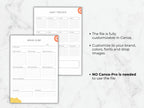 Two habit tracker templates on a marble background with text about customization options.